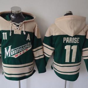 Wild #11 Zach Parise Green Sawyer Hooded Sweatshirt Stitched Jersey