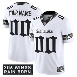 Seattle Seahawks Custom White 2025 F.U.S.E. 'Gothic Rain City Shadows Edition' Vapor Limited Stitched Jersey