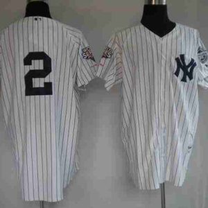 Yankees #2 Derek Jeter Stitched White Jersey