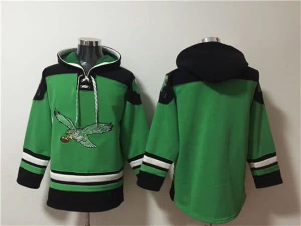 Philadelphia Eagles Blank Green Ageless Must-Have Lace-Up Pullover Hoodie