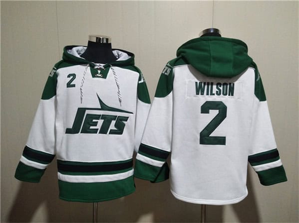 New York Jets #2 Zach Wilson White Ageless Must-Have Lace-Up Pullover Hoodie