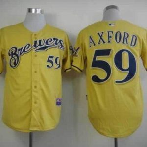 Brewers #59 John Axford Yellow Alternate Cool Base Stitched Jersey