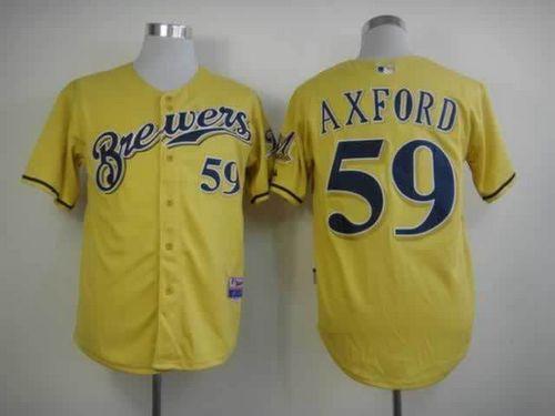 Brewers #59 John Axford Yellow Alternate Cool Base Stitched Jersey