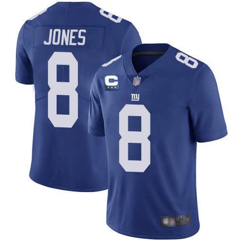 New York Giants 2022 #8 Daniel Jones Blue With 3-Star C Patch Vapor Untouchable Limited Stitched Jersey