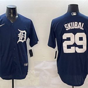 Detroit Tigers #29 Tarik Skubal Navy Cool Base Stitched Jersey