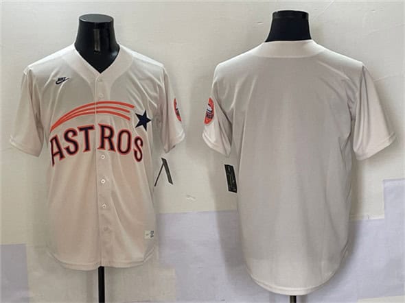 Houston Astros Blank Cream Throwback Cooperstown Collection Limited Stitched Jersey