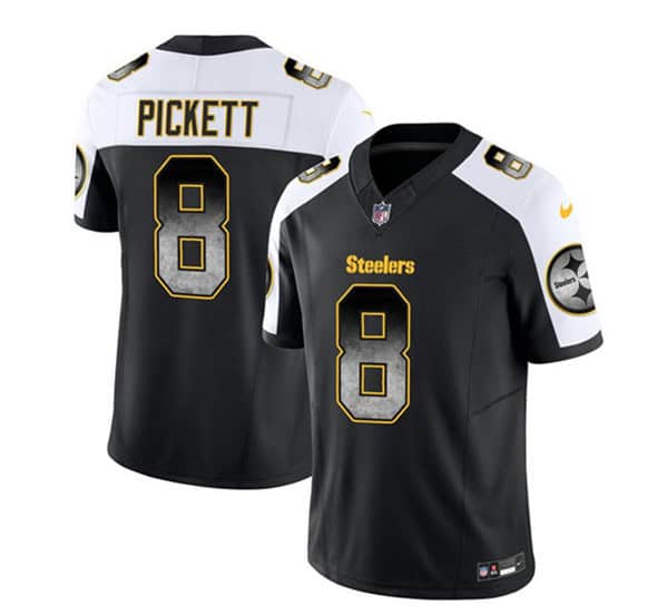 Pittsburgh Steelers #8 Kenny Pickett Black White 2023 F.U.S.E. Smoke Vapor Untouchable Limited Stitched Jersey