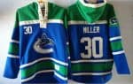 Canucks #30 Ryan Miller Blue Sawyer Hooded Sweatshirt Stitched Jersey