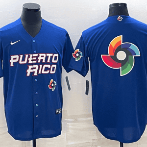 Puerto Rico 2023 Royal World Big Logo With Patch Classic Stitched Jersey