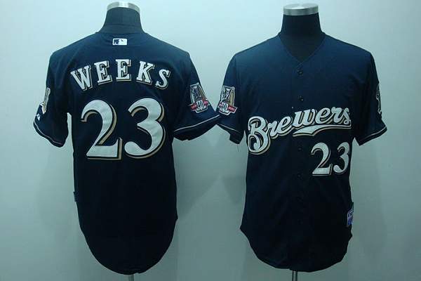 Brewers #23 Rickie Weeks Stitched Blue Jersey