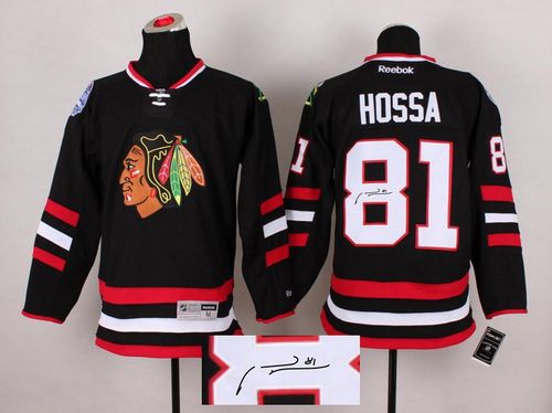 Blackhawks #81 Marian Hossa Black Autographed Stitched Jersey