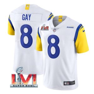 Los Angeles Rams #8 Matt Gay White 2022 Super Bowl LVI Vapor Limited Stitched Jersey