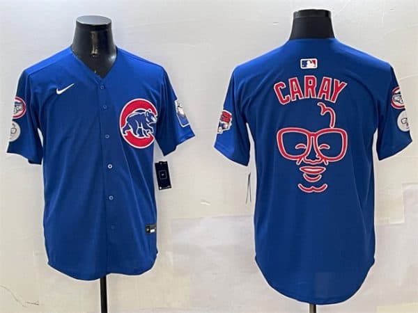 Chicago Cubs Royal Harry Caray 'Holy Cow' Patch Limited Stitched Jersey
