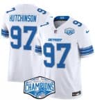 Detroit Lions #97 Aidan Hutchinson White 2024 NFC North Champions F.U.S.E. Vapor Limited Stitched Jersey