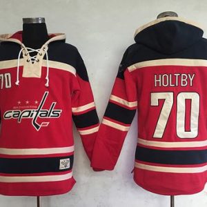 Capitals #70 Braden Holtby Red Sawyer Hooded Sweatshirt Stitched Jersey