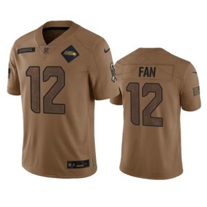 Seattle Seahawks #12 Fan 2023 Brown Salute To Service Limited Stitched Jersey