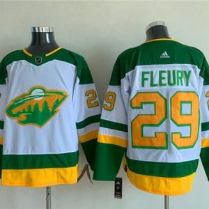 Minnesota Wild #29 Marc-Andre Fleury White Green Stitched Jersey