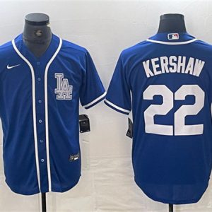 Los Angeles Dodgers #22 Clayton Kershaw Blue Cool Base Stitched Jersey