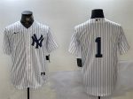 New York Yankees #1 Bobby Murcer White Cool Base Stitched Jersey
