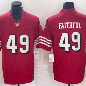 San Francisco 49ers #49 Faithful New Red 2023 F.U.S.E. Stitched Jersey