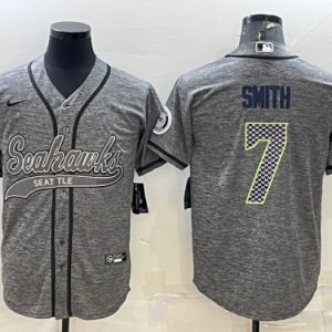 Seattle Seahawks #7 Geno Smith Gray With Patch Cool Base Stitched Jersey