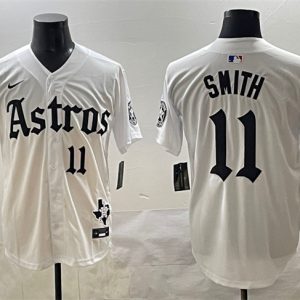Houston Astros #11 Cam Smith White Gothic 'Houston Born Barrio Raised' Limited Stitched Jersey