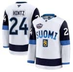 Finland #24 Roope Hintz White 2025 4 Nations Face-Off Premium Stitched Jersey