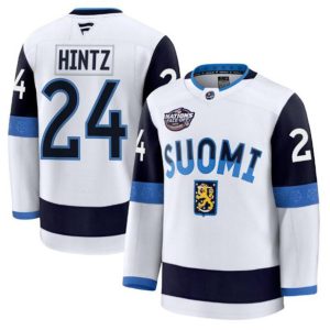 Finland #24 Roope Hintz White 2025 4 Nations Face-Off Premium Stitched Jersey