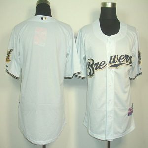 Brewers Blank White Cool Base Stitched Jersey