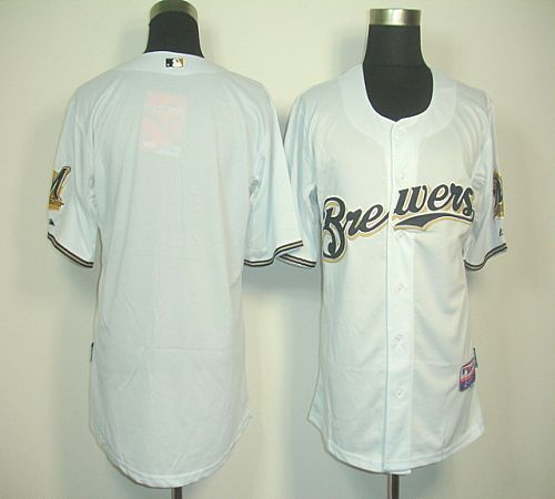 Brewers Blank White Cool Base Stitched Jersey