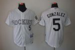 Rockies #5 Carlos Gonzalez Stitched White Cool Base Jersey