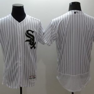 White Sox Blank White(Black Strip) Flexbase Authentic Collection Stitched Jersey
