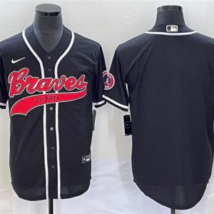 Atlanta Braves Blank Black Cool Base With Patch Stitched Jersey