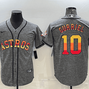 Houston Astros #10 Yuli Gurriel Grey Cool Base Stitched Jersey