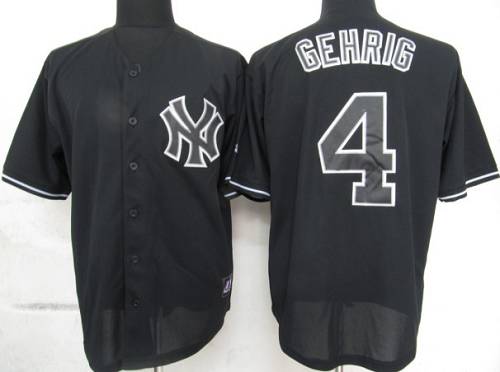 Yankees #4 Lou Gehrig Black Fashion Stitched Jersey