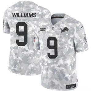 Detroit Lions #9 Jameson Williams Arctic Camo 2024 F.U.S.E. Salute To Service Limited Stitched Jersey