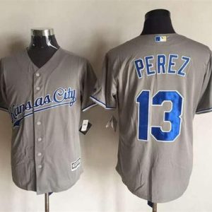Royals #13 Salvador Perez New Grey Cool Base Stitched Jersey