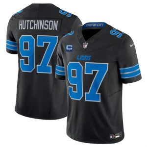 Detroit Lions #97 Aidan Hutchinson Black 2024 F.U.S.E. With 1-Star C Patch 2nd Alternate Vapor Limited Stitched Jersey