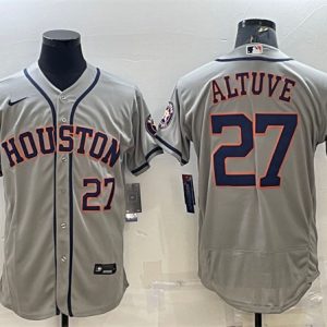 Houston Astros #27 Jose Altuve Grey Flex Base Stitched Baseball Jersey