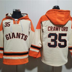 San Francisco Giants #35 Brandon Crawford Cream Ageless Must-Have Lace-Up Pullover Hoodie