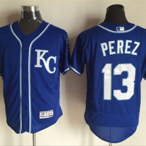 Royals #13 Salvador Perez Royal Blue Flexbase Authentic Collection Stitched Jersey