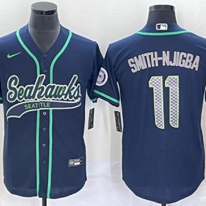 Seattle Seahawks #11 Jaxon Smith-Njigba Navy With Patch Cool Base Stitched Jersey