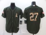 Los Angeles Angels #27 Mike Trout Olive Cool Base Stitched Jersey
