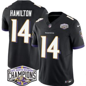 Baltimore Ravens #14 Kyle Hamilton Black F.U.S.E. 2024 AFC North Division Champions Vapor Limited Jersey