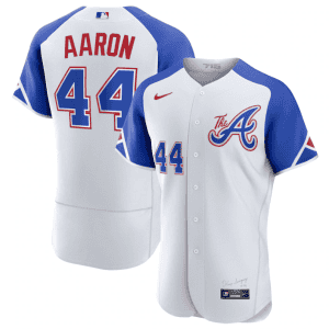 Atlanta Braves #44 Hank Aaron White 2023 City Connect Flex Base Stitched Jersey