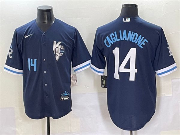 Kansas City Royals #14 Jac Caglianone Navy City Connect Stitched Jersey