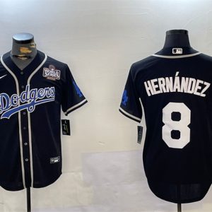 Los Angeles Dodgers #8 Enrique Hernandez Black 2024 World Series Cool Base Stitched Jersey
