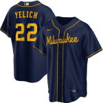Milwaukee Brewers Navy #22 Christian Yelich Cool Base Stitched Jersey