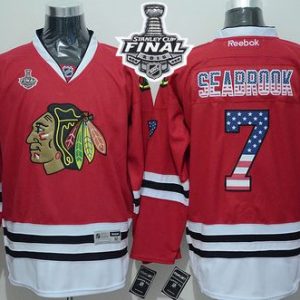 Blackhawks #7 Brent Seabrook Red USA Flag Fashion 2015 Stanley Cup Stitched Jersey