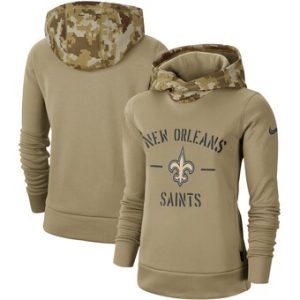 New Orleans Saints Khaki 2019 Salute To Service Therma Pullover Hoodie(Run Small)